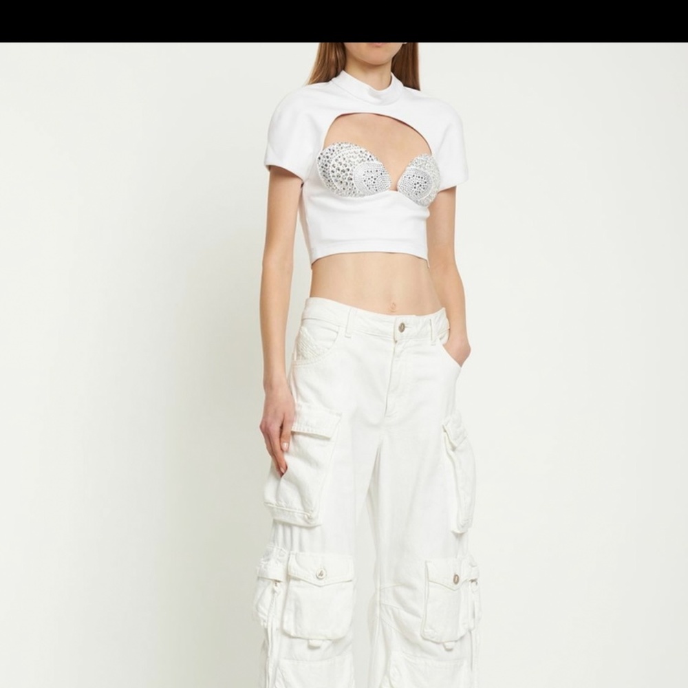 AREA women's crystal-embellished bustier top